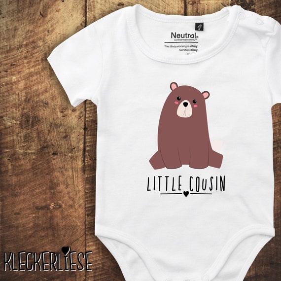 kleckerliese Babybody Body "Little Cousin Animal Motif Bear" Fair Wear Romper Baby Young Girls