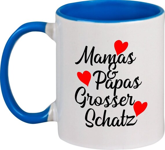 kleckerliese Kindertasse Teetasse Tasse Motiv "Mamas & Papas Grosser Schatz" Milch Kakao Kaffeetasse