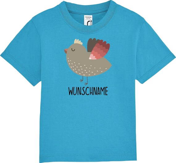kleckerliese Kinder Baby Shirt Kleinkind "Vogel" mit Wunschnamen Jungen Mädchen T-Shirt