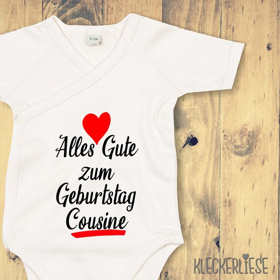 Wickel Baby Body "Alles Gute zum Geburtstag Cousine" Babybody Strampler