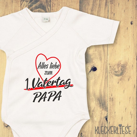 kleckerliese Wickel Body Vatertag  "Alles Liebe zu unserem 1. Vatertag Papa" Babybody Strampler Wickelbody Organic Kimono Kurzarm Babybody