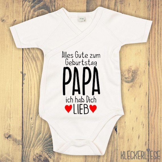 kleckerliese wrap baby body "All the best PAPA, I love you" baby body romper wrap body organic kimono short sleeve