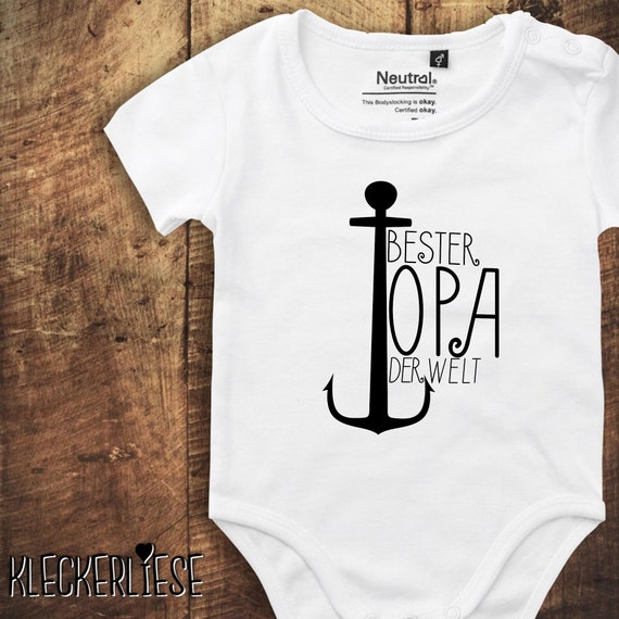 kleckerliese Babybody Body "Bester Opa der Welt" Fair Wear Strampler Baby Junge Mädchen