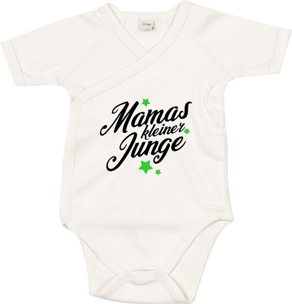 kleckerliese Wickel Baby Body "Mamas kleiner Junge" Babybody Strampler Wickelbody Organic Kimono Kurzarm