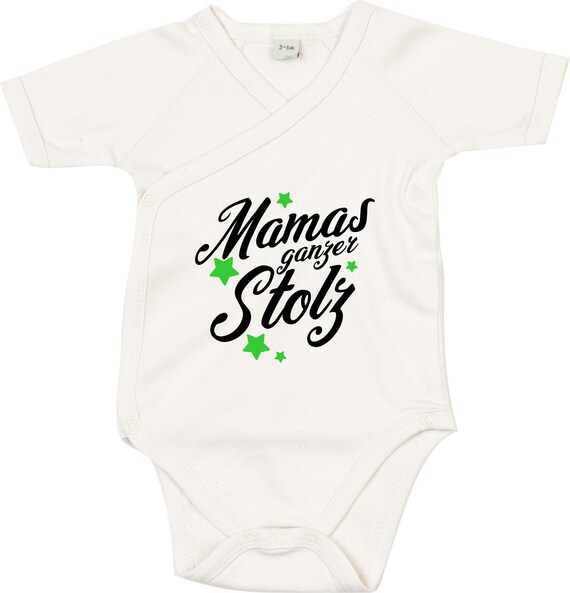 kleckerliese Wickel Baby Body "Mamas ganzer Stolz" Babybody Strampler Wickelbody Organic Kimono Kurzarm