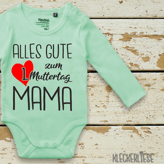 Kleckerliese Mother's Day Long Sleeve Bodysuit "Happy 1st Mother's Day Mom" Fair Wear Bio Organic Baby Bodysuit