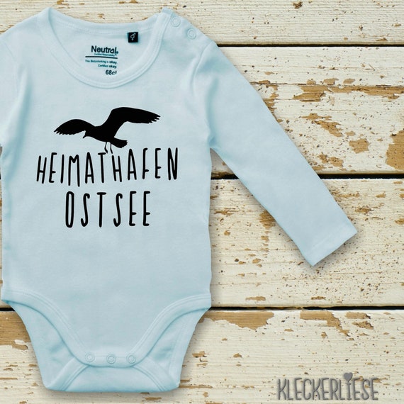 kleckerliese Babybody Body "Heimathafen Ostsee Möwe" Fair Wear, Bio, Organic Baby Jungen Mädchen