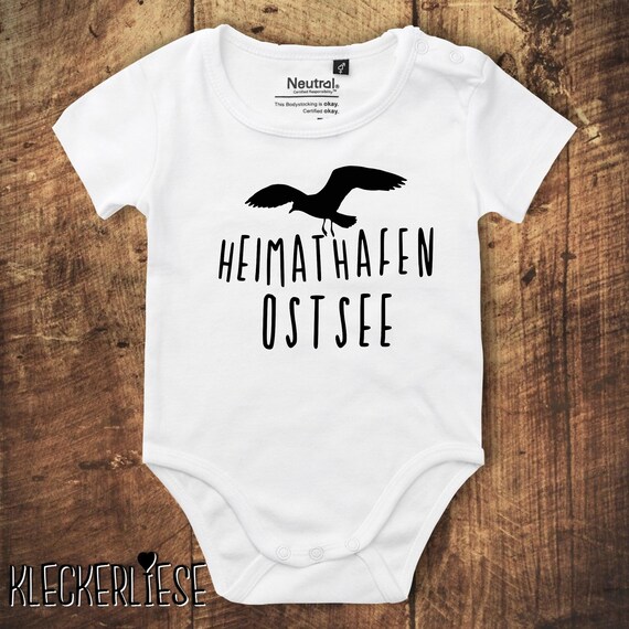 kleckerliese Babybody Body "Heimathafen Ostsee Möwe" Fair Wear, Bio, Organic Baby Jungen Mädchen