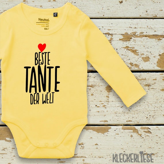 kleckerliese Long Sleeve Baby Bodysuit "Best Aunt in the World" Baby Bodysuit Boys Girls Long Sleeve Fair Wear