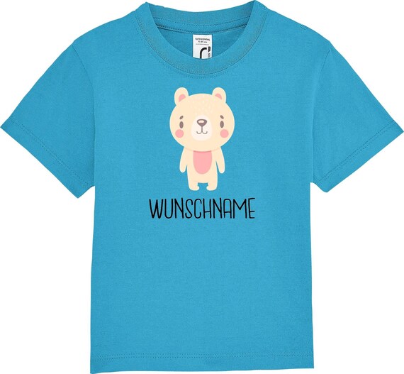 kleckerliese Kinder Baby Shirt Kleinkind "Tiermotiv mit Wunschnamen Bär Eisbär" mit Wunschnamen Jungen Mädchen T-Shirt