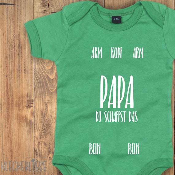 kleckerliese Baby Body "Papa du schaffst das Anleitung zum anziehen" Babybody Strampler Jungen Mädchen Kurzarm