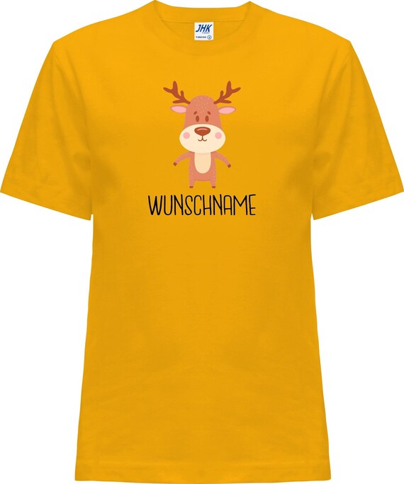 Kleckerliese Baby Kinder T-Shirt "Tiermotiv mit Wunschnamen Elch Reh Hirsch" mit Wunschtext Kurzarm Sprüche Shirt Nicki mit Aufdruck Motiv