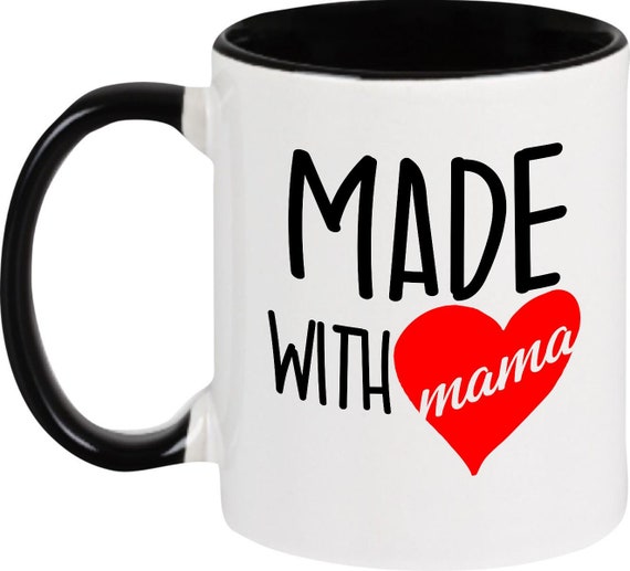 kleckerliese Teetasse Tasse Motiv "Made with Mama" Milch Kakao Kaffeetasse