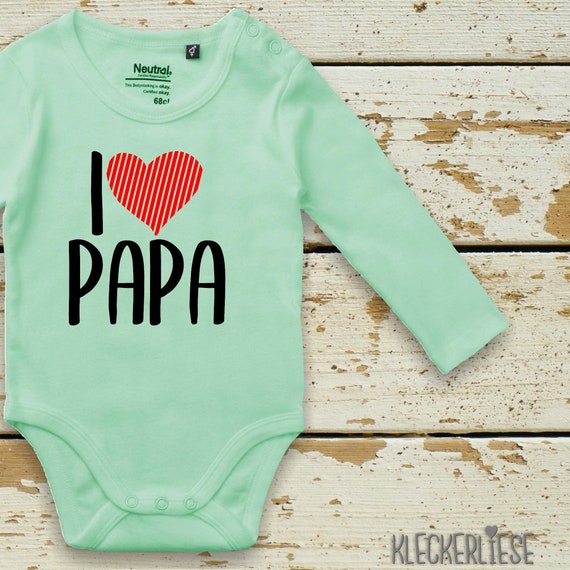 Long sleeve baby bodysuit "I Love Papa" Fair Wear