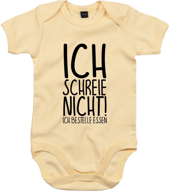 kleckerliese Baby Body "Ich schreie nicht! Ich bestelle essen" Babybody Strampler Jungen Mädchen Kurzarm