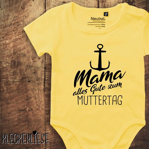 kleckerliese Babybody Mama alles Gute zum Muttertag Anker "Motiv" Fair Wear