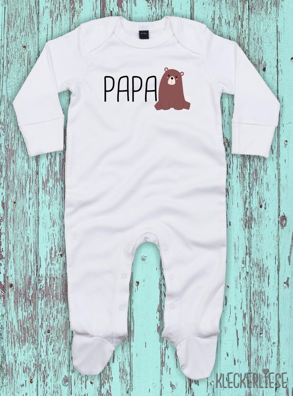 Kleckerliese Baby Schlafanzug "Papabär Papa Bär" Sleepsuit Jungen Mädchen