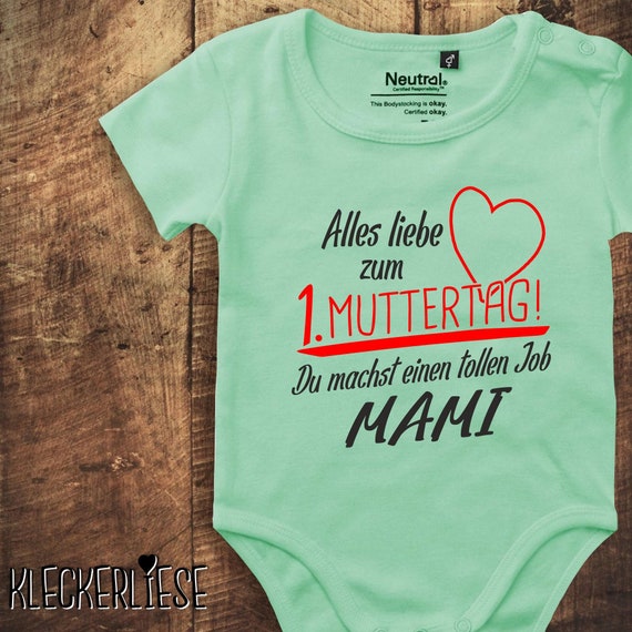 kleckerliese baby bodysuit "Happy 1st Mother's Day! You're doing a great job Mommy" Fair Wear, Organic Baby Boys Girls