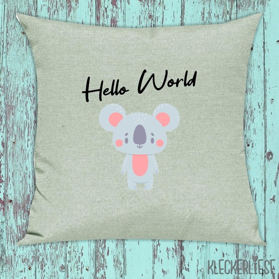 kleckerliese Kissen "Hello World Löwe" Kissenhülle Deko Sofa Hülle Kissenbezug