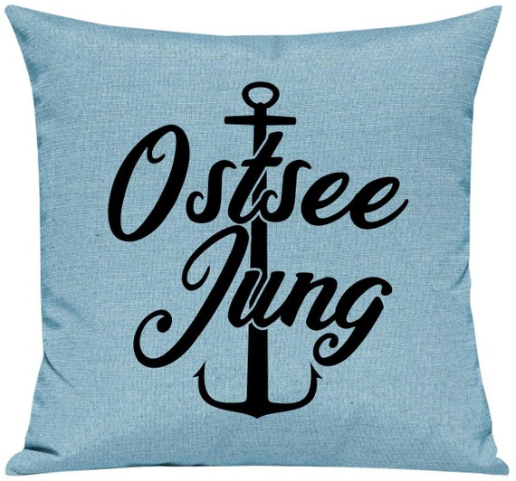 kleckerliese Kissen "Ostsee Jung Anker" Kissenhülle Deko Sofa Kuschelkissen Dekoidee