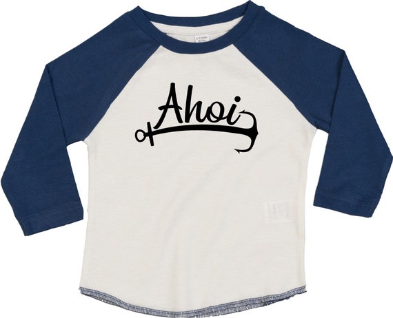 Kleckerliese Baby Kinder T-Shirt Langarmshirt  "Ahoi Anker Meer Heimat" Raglan-Ärmel Jungen Mädchen