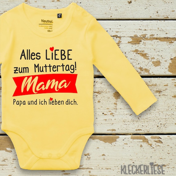 Kleckerliese Muttertag Langarm Body "Alles Liebe zum Muttertag  Mama Papa und ich lieben dich" Fair Wear Bio Organic Babybody