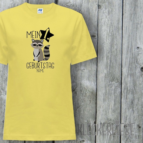 Kinder T-Shirt mit Wunschname "Mein 1. Geburtstag Waschbär mit Wunschname" Shirt Jungen Mädchen Baby Kind