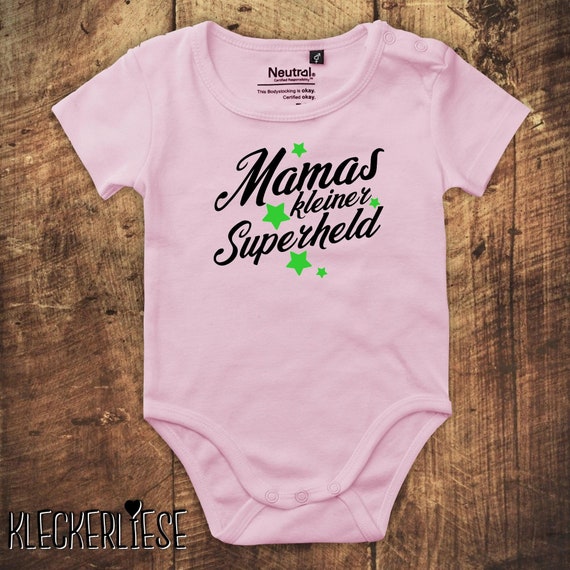 kleckerliese Babybody Body "Mamas kleiner Superheld" Fair Wear