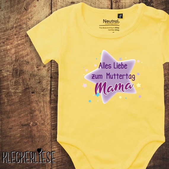 kleckerliese baby bodysuit "Happy Mother's Day Mom" fair wear for boys and girls