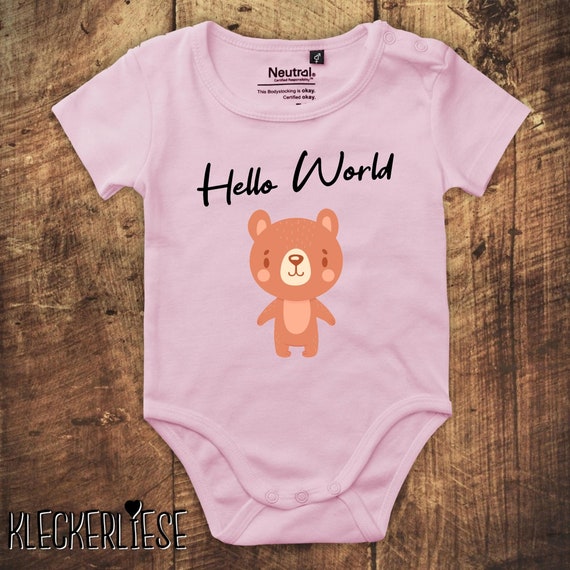 kleckerliese Babybody Body "Hello World Bär" Fair Wear, Bio, Organic Baby Jungen Mädchen