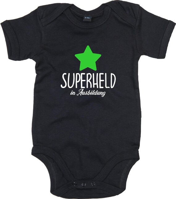 kleckerliese Baby Body "Superheld in Ausbildung" Babybody Strampler Jungen Mädchen Kurzarm