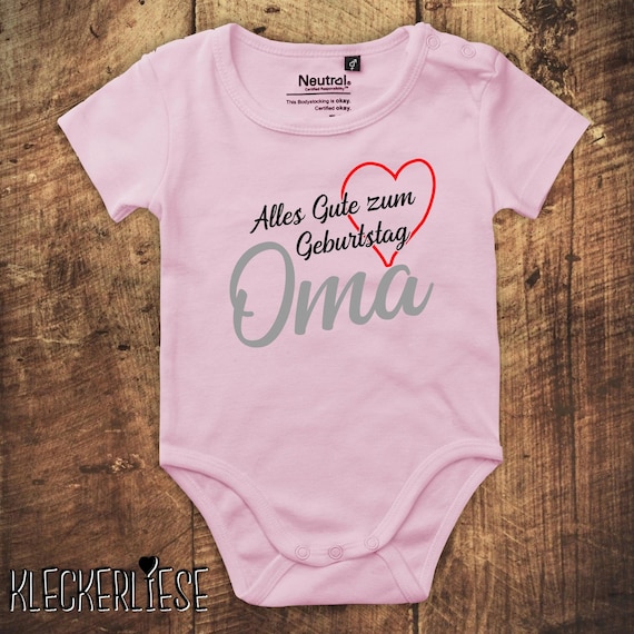 kleckerliese Babybody Body "Alles Gute OMA Herz" Fair Wear