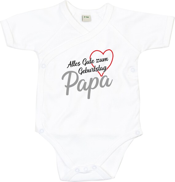 kleckerliese Wickel Baby Body "Alles Gute PAPA Herz" Babybody Strampler Wickelbody Organic Kimono Kurzarm