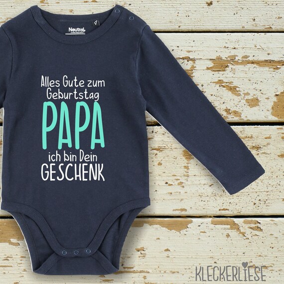 kleckerliese long-sleeved baby bodysuit "Happy Birthday DAD I am your gift" Baby Body Boys Girls Longsleeve Fair Wear