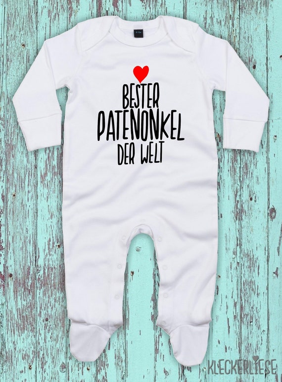 Kleckerliese Baby Schlafanzug "Bester Patenonkel der Welt" Sleepsuit Langarm Jungen Mädchen Einteiler Strampler