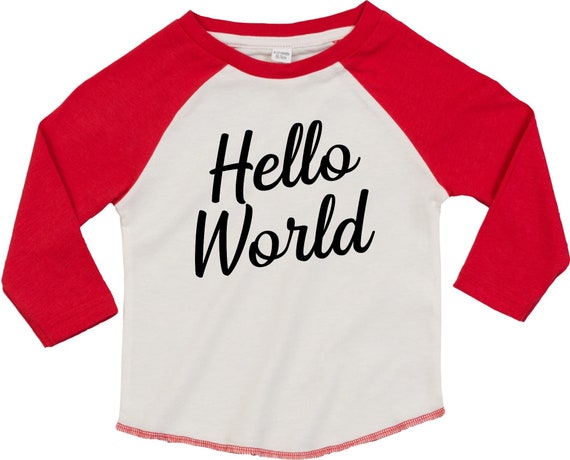 Kleckerliese Baby Kinder T-Shirt Langarmshirt  "Hello World" Raglan-Ärmel Jungen Mädchen