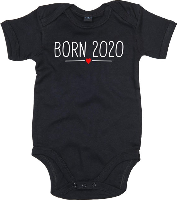 kleckerliese Baby Body "Born 2020 Herz" Babybody Strampler Jungen Mädchen Kurzarm