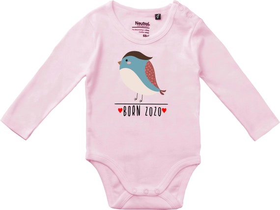 kleckerliese Langarm Babybody "Born 2020 Tiermotiv Vogel" Baby Body Jungen Mädchen Longsleeve Fair Wear