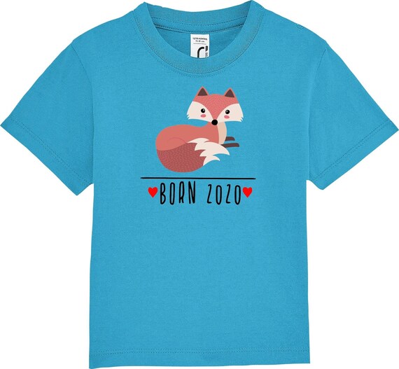 kleckerliese Kinder Baby Shirt Kleinkind  "Born 2020 Tiermotiv Fuchs" Jungen Mädchen T-Shirt