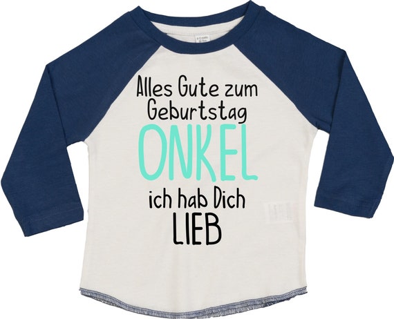 Kleckerliese Baby Kinder T-Shirt Langarmshirt  "Alles Gute ONKEL ich hab Dich Lieb" Raglan-Ärmel Jungen Mädchen