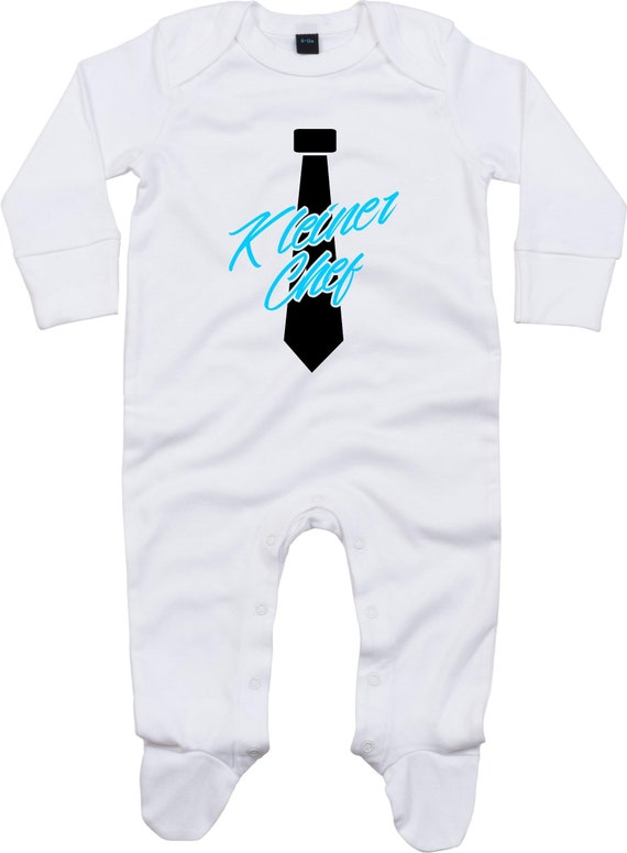 Kleckerliese Baby Schlafanzug "Kleiner Chef" Sleepsuit Langarm Jungen Mädchen Einteiler Strampler