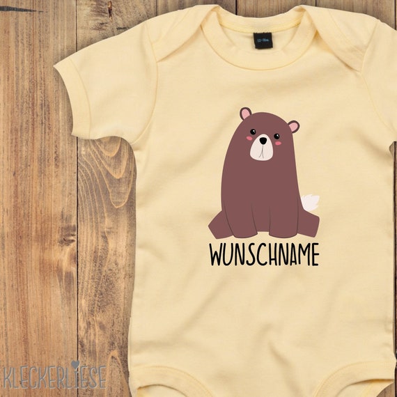 kleckerliese baby bodysuit "desired name bear" baby bodysuit romper boys girls short sleeve
