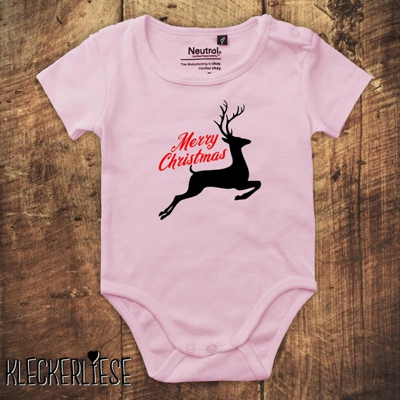 kleckerliese Babybody Body "Merry Christmas Rentier" Fair Wear