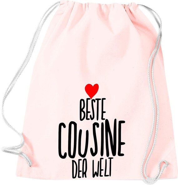 Kleckerliese Gymsack "Beste Cousine der Welt" Rucksack Bag Stoffbeutel Turnbeutel Tragetasche