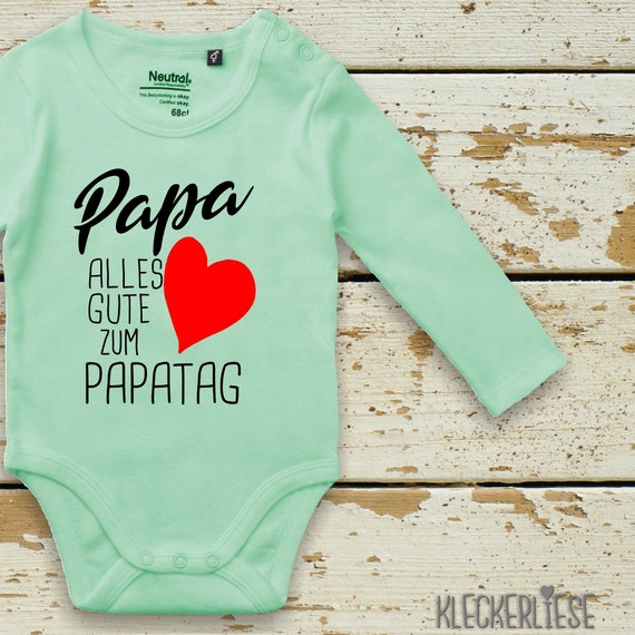 kleckerliese Langarm Babybody "Papa Alles Gute zum Papatag Herz" Baby Body Jungen Mädchen Longsleeve Fair Wear Vatertag