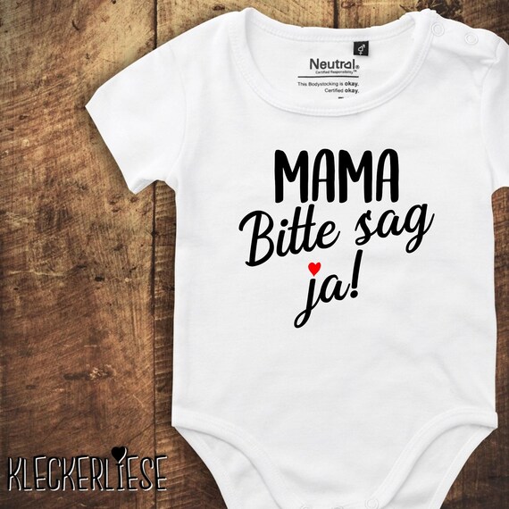 kleckerliese Babybody Body "Mama Bitte sag ja!" Fair Wear Strampler Baby Junge Mädchen