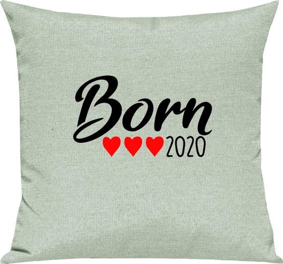 kleckerliese Kissen "Born 2020" Kissenhülle Deko Sofa mit Kissenfüllung