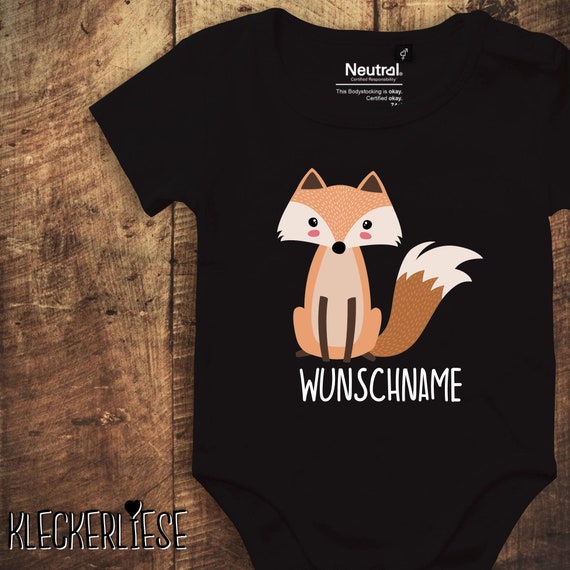 kleckerliese baby bodysuit “desired name fox” fair wear