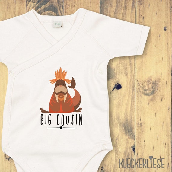 kleckerliese Wickel Baby Body "Big Cousin" Tiermotive Walross Babybody Strampler Wickelbody Organic Kimono Kurzarm