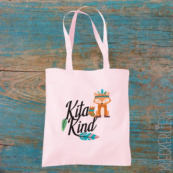 Stoffbeutel "Kita Kind" Jute Bag Beutel Tasche Kita Schule  Wechsel Sachen Kleidung Kleckerliese